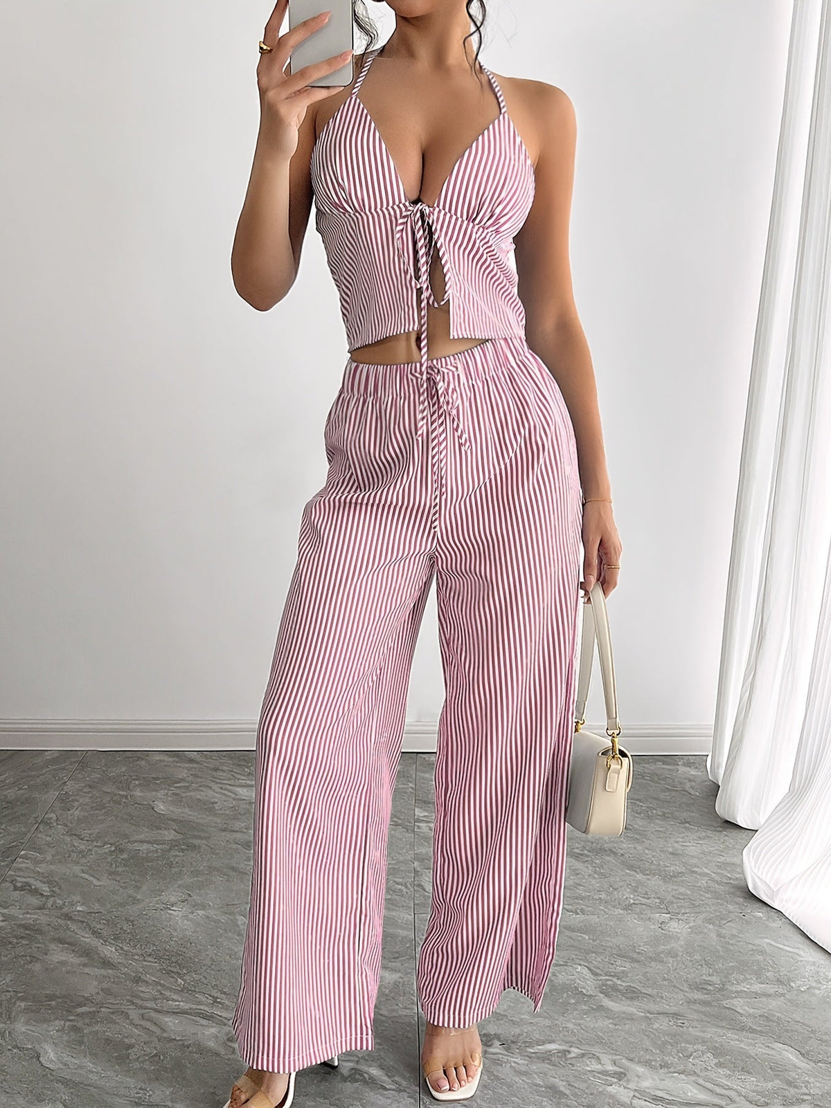 Mary pruhovaný halter top set