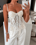 Aneyla krajkový průsvitný bustier cami top