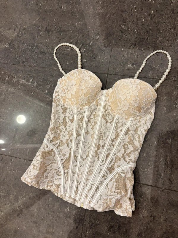 Aneyla krajkový průsvitný bustier cami top
