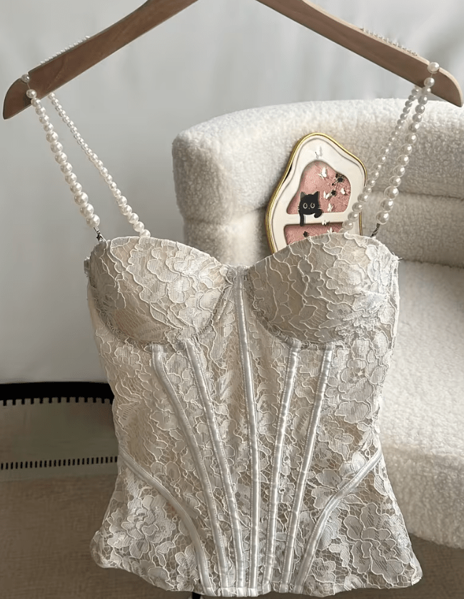 Aneyla krajkový průsvitný bustier cami top