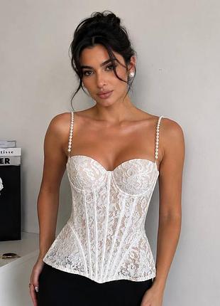 Aneyla krajkový průsvitný bustier cami top