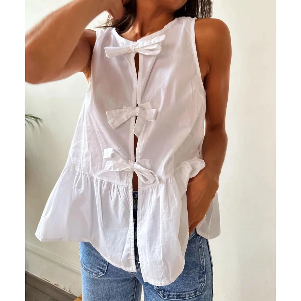 Bianca top s mašlí a peplum. Tílko