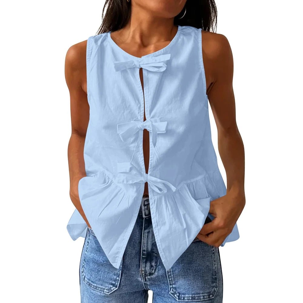 Bianca top s mašlí a peplum. Tílko