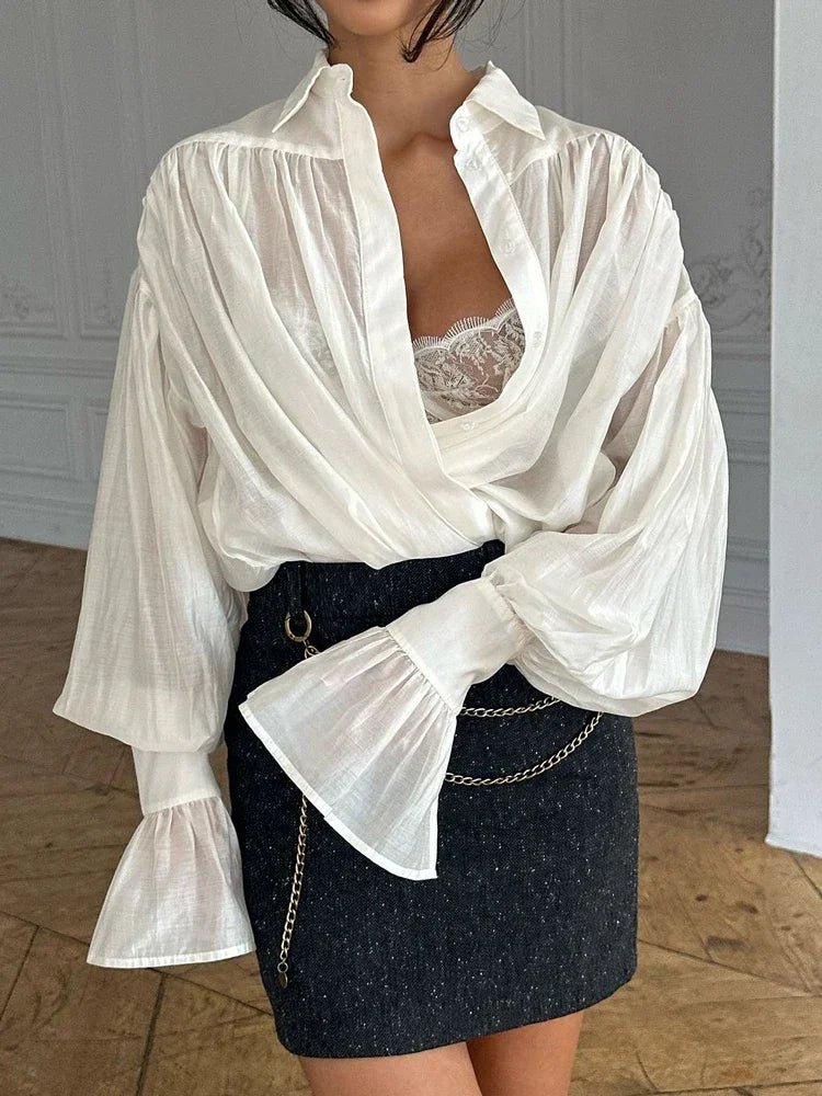 Průsvitná halenka Brielle na knoflíky