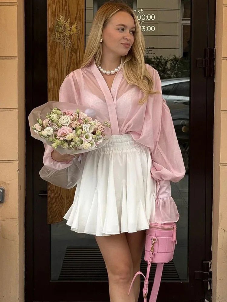 Průsvitná halenka Brielle na knoflíky