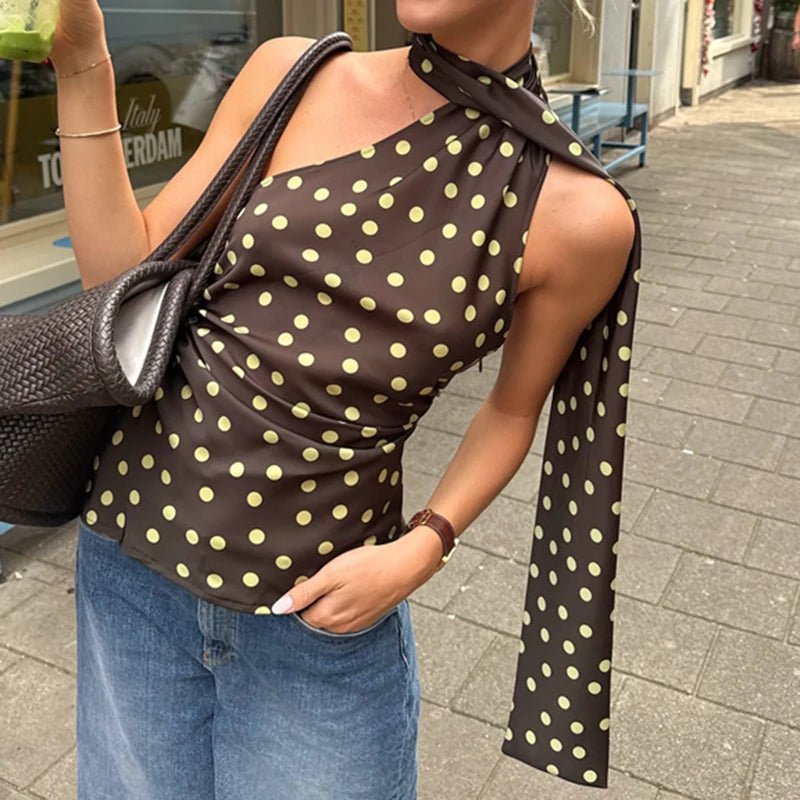 Brielle halenka s puntíky a halter výstřihem