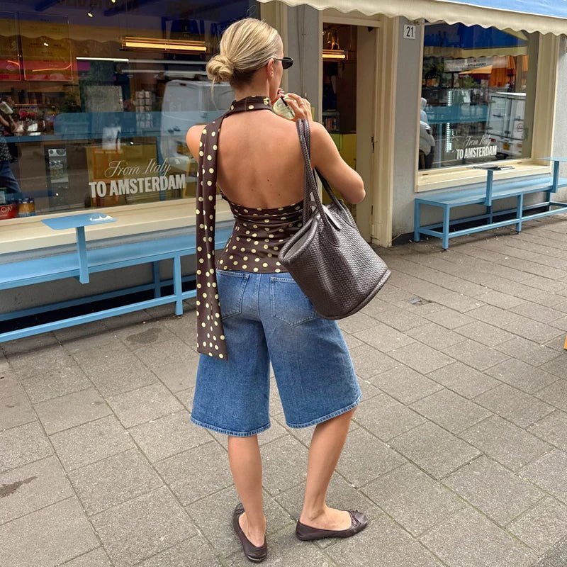 Brielle halenka s puntíky a halter výstřihem