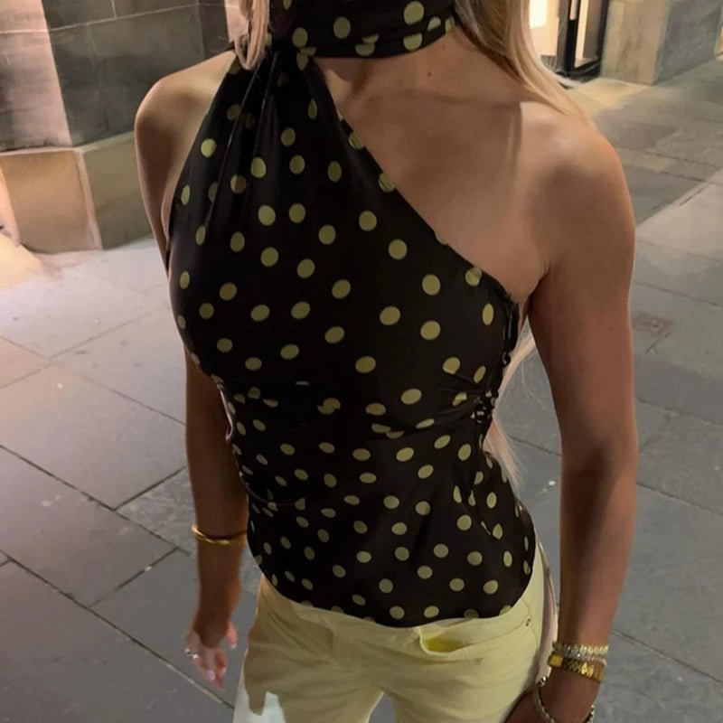 Brielle halenka s puntíky a halter výstřihem