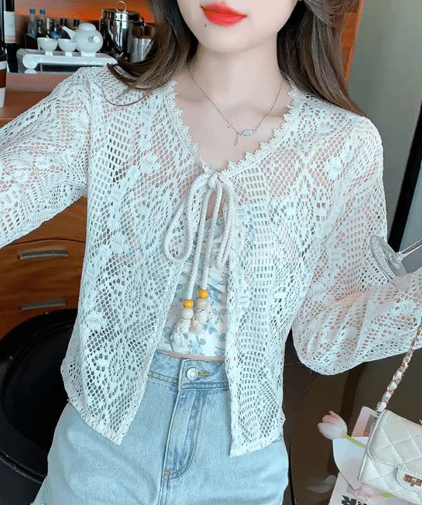 Camila háčkované plážové pareo se šňůrkou