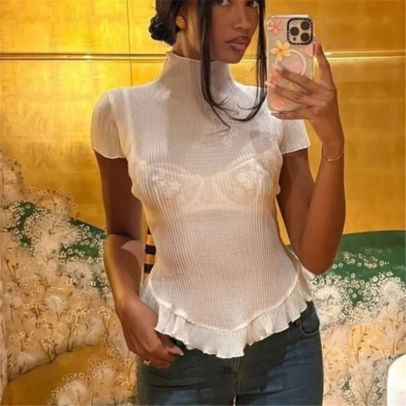 Sarah žebrované tričko s rolákem