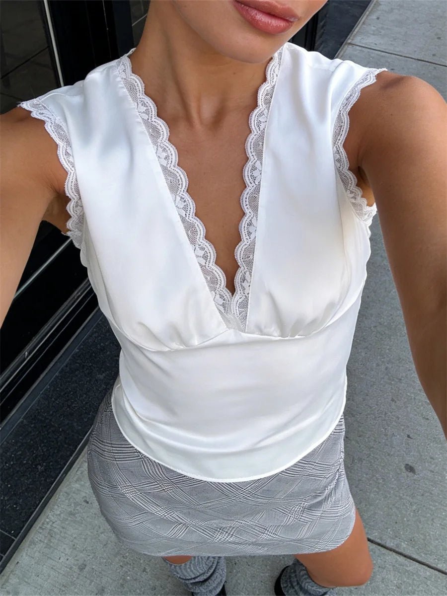 Francesca saténový top s hlubokým výstřihem