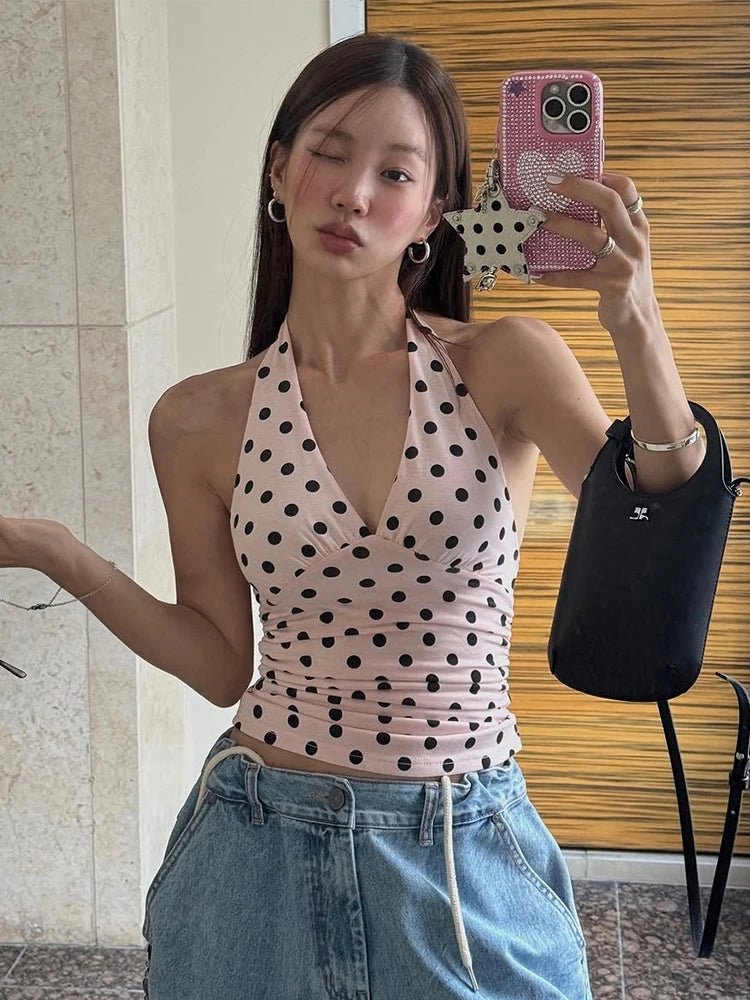Hannah puntíkovaný halter top