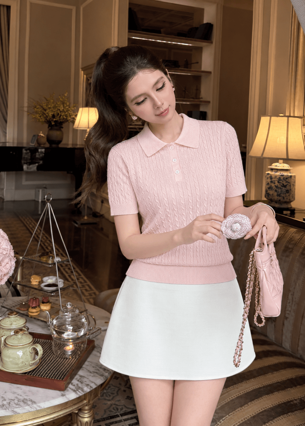 Jacey pletený polo top