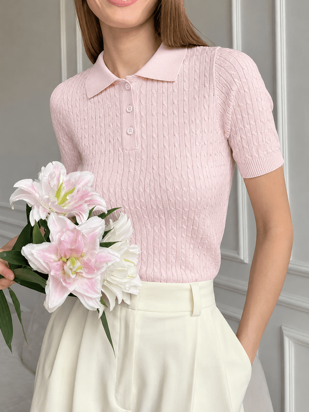 Jacey pletený polo top