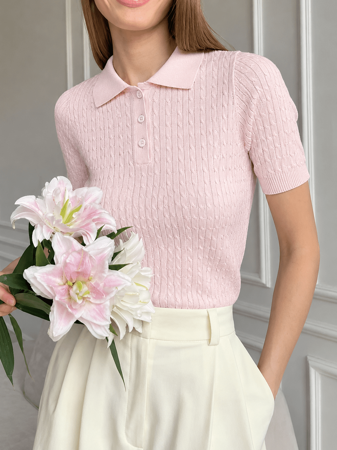Jacey pletený polo top