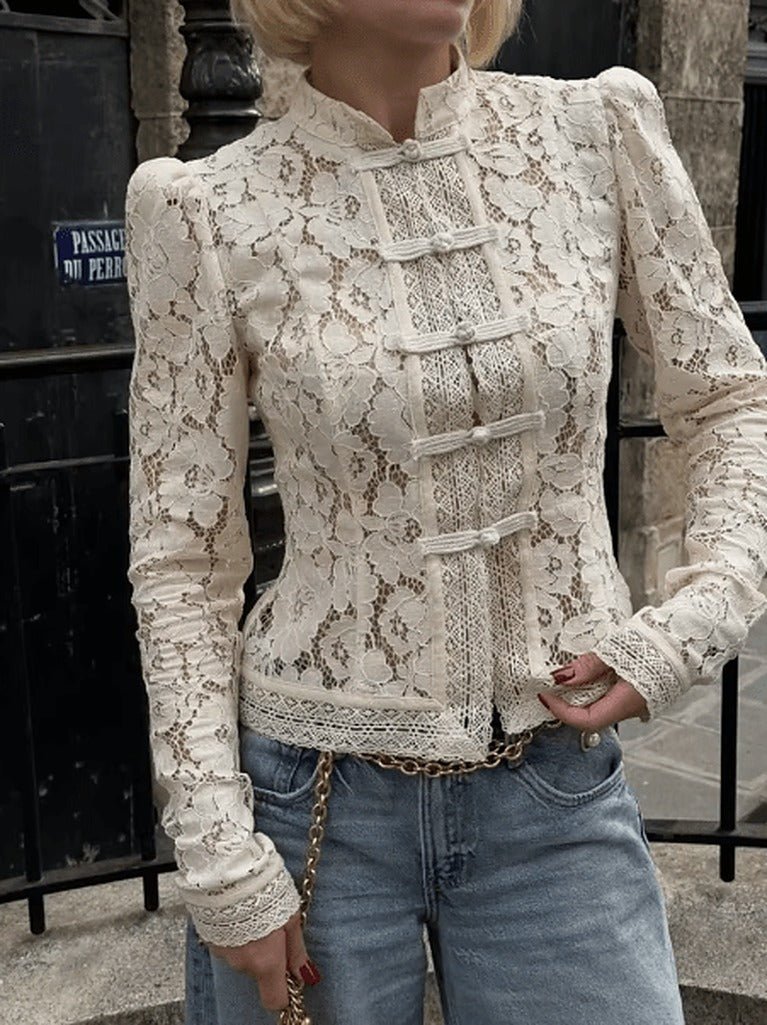 Jeanna krajkový top s dlouhým rukávem