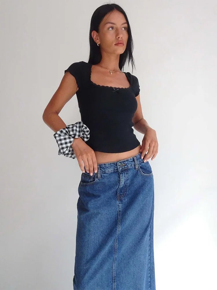 Liberty crop top s krajkovým lemem