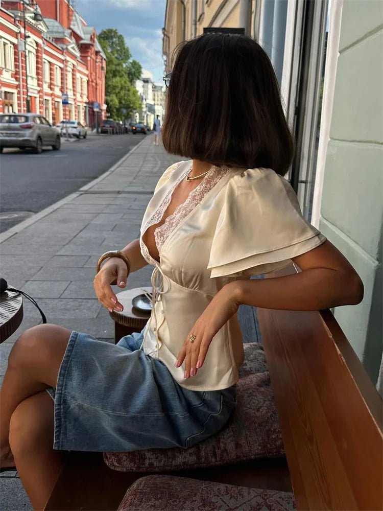Nathalie saténová krajková halenka
