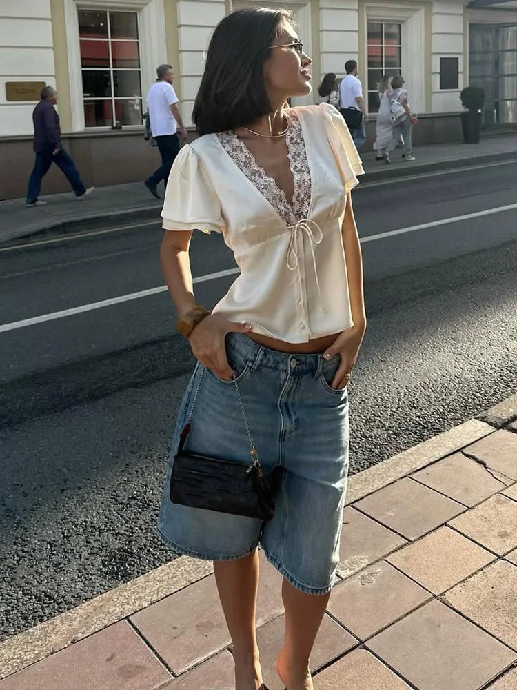 Nathalie saténová krajková halenka