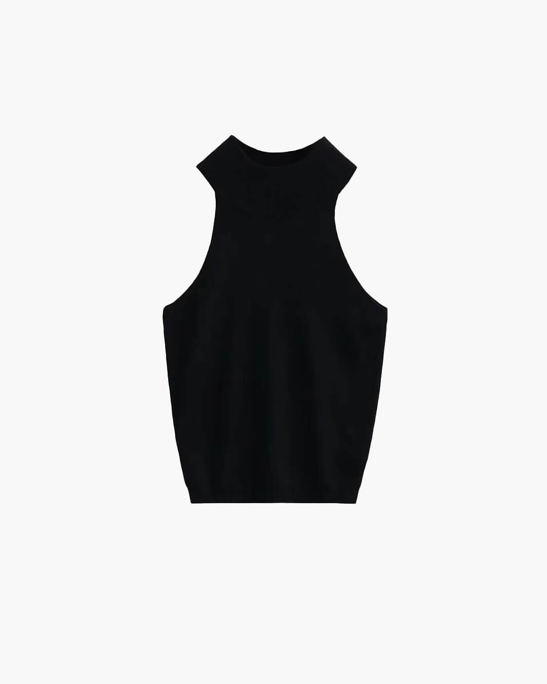Nicky pletený crop top bez rukávů s halter výstřihem