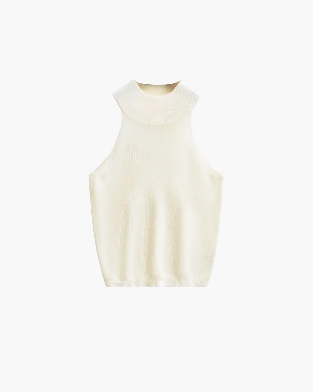 Nicky pletený crop top bez rukávů s halter výstřihem