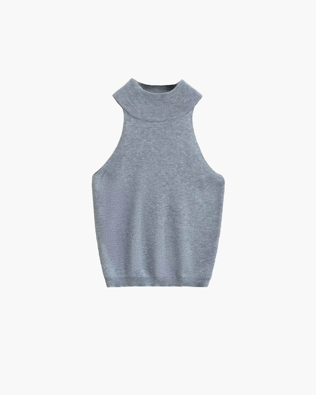 Nicky pletený crop top bez rukávů s halter výstřihem