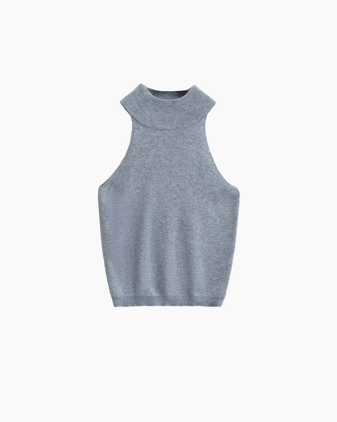 Nicky pletený crop top bez rukávů s halter výstřihem