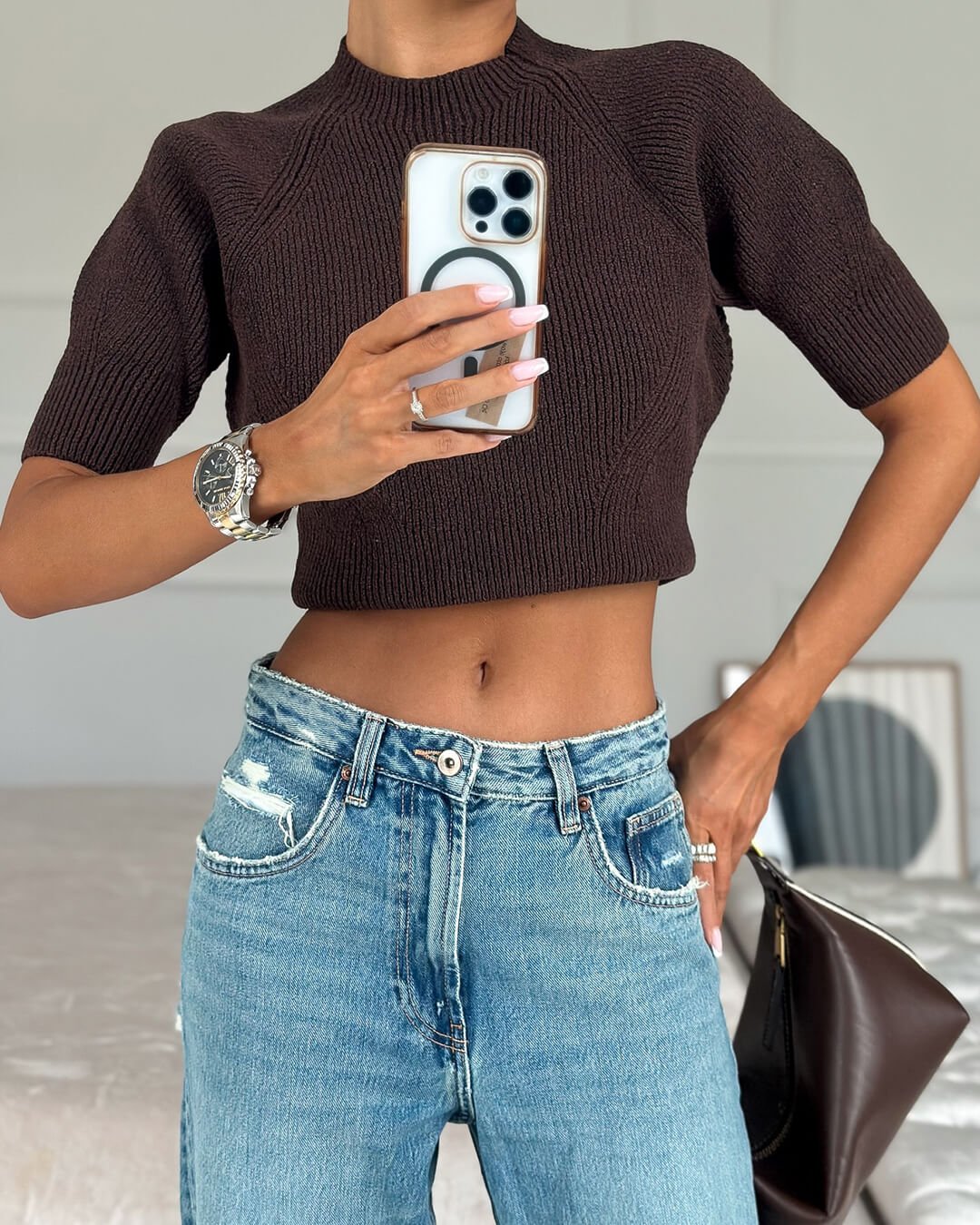 Bezešvé pletené crop top Paloma
