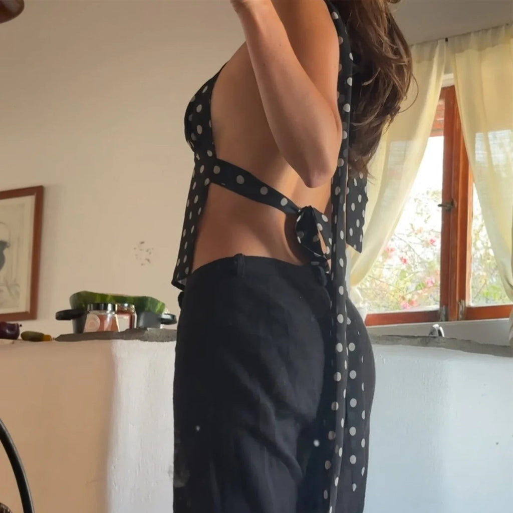 Ruffa puntíkový horní top bez zad, tílko