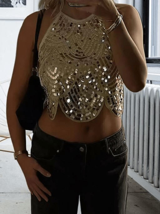 Sophia sequinová halter top